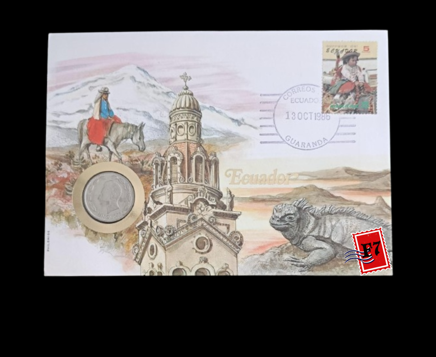 ECUADOR ENVELOP WITH COIN